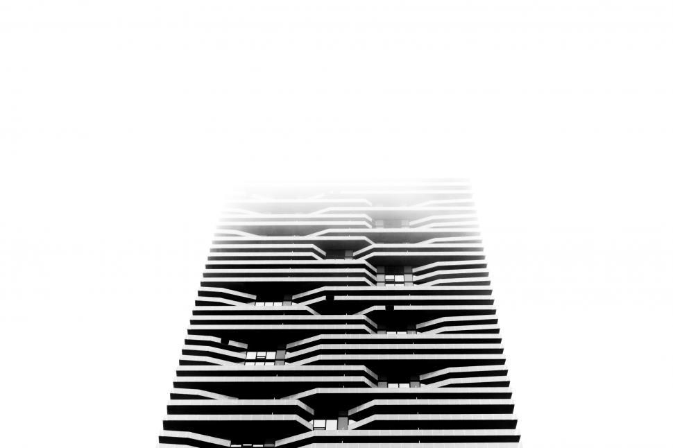Free Image of A Row of Stairs in Black and White 