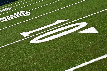 American Football Field 50 Yard Line Closeup Stock Image - Image