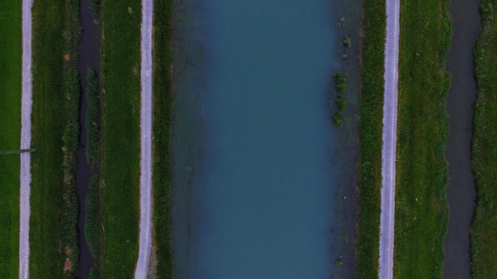 Free Image of Aerial View of River and Road 