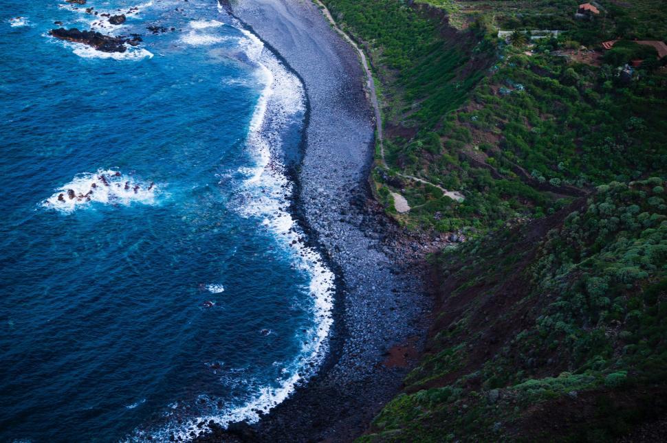 Free Image of Aerial View of a Black Sand Beach 