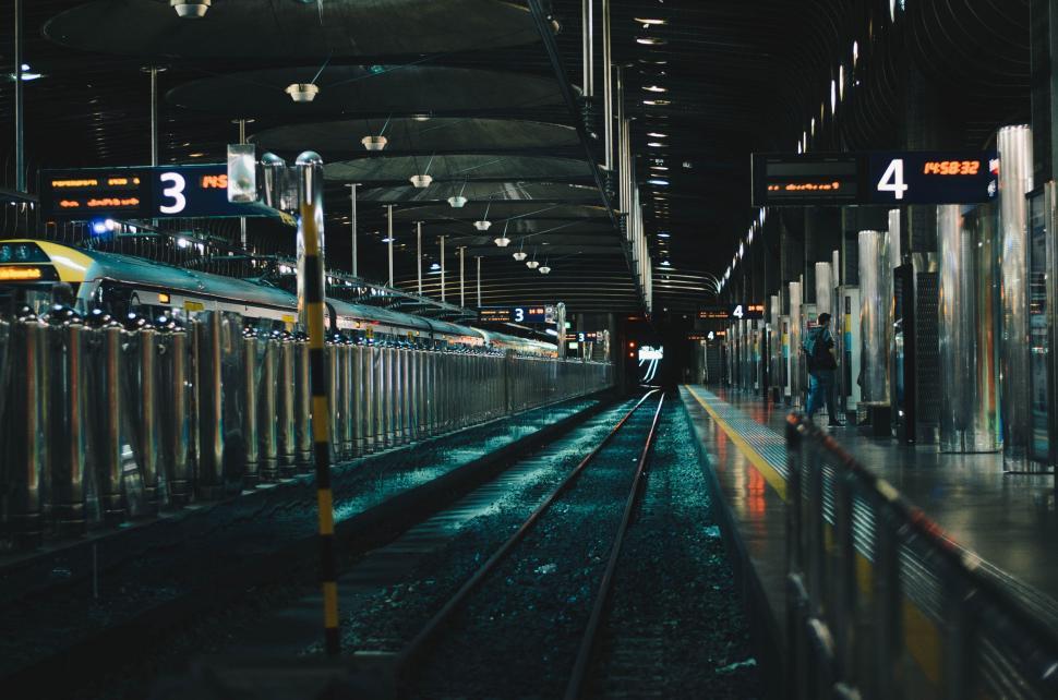Free Image of Train Station With Train on Tracks 