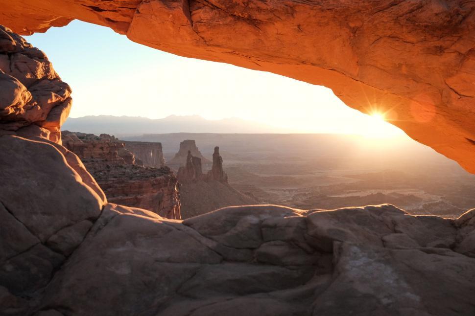 Free Image of Setting Sun Illuminates Desert Cave 