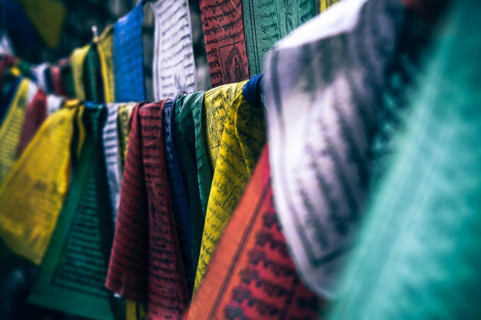 Free Image of Row of Colorful Towels Hanging From a Line 