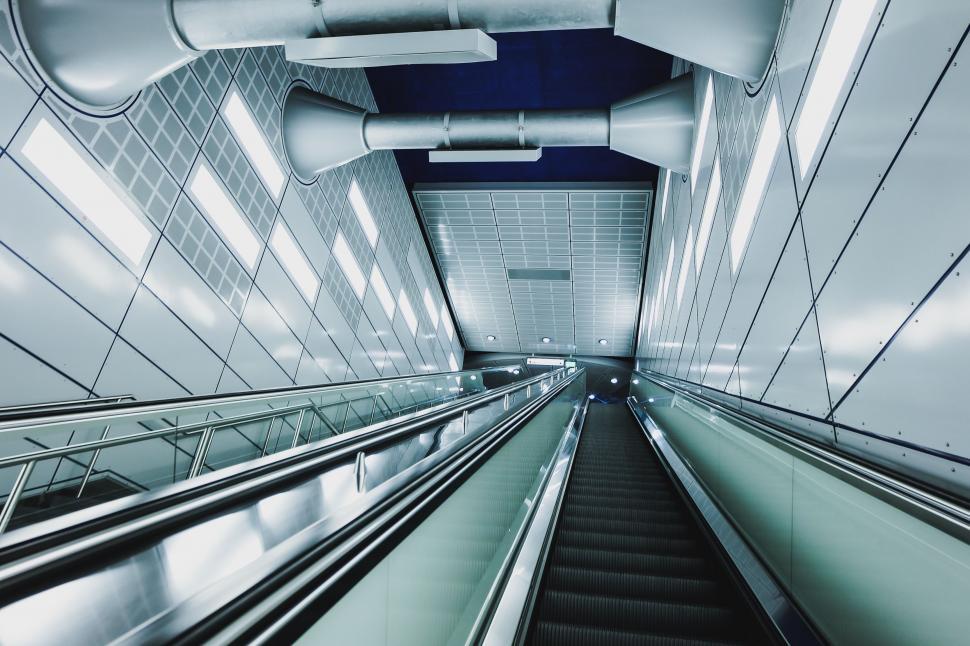 Free Image of Escalator in a Subway Station With Escalators 