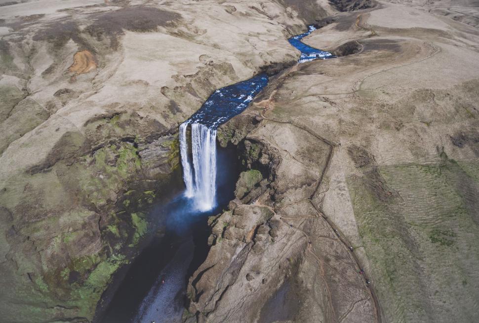 Free Image of Aerial View of Waterfall in Desert 