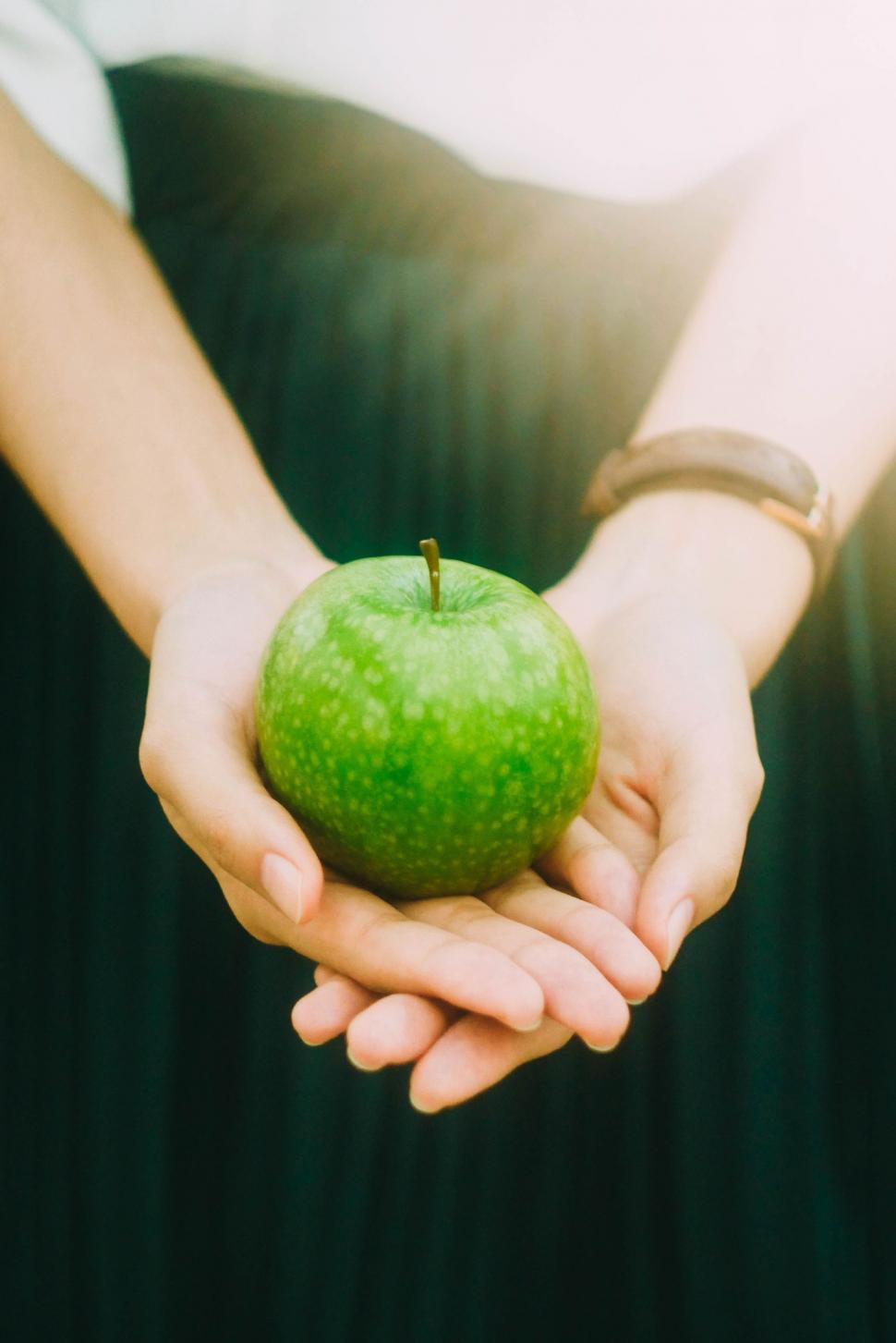 Free Image of Person Holding Green Apple 