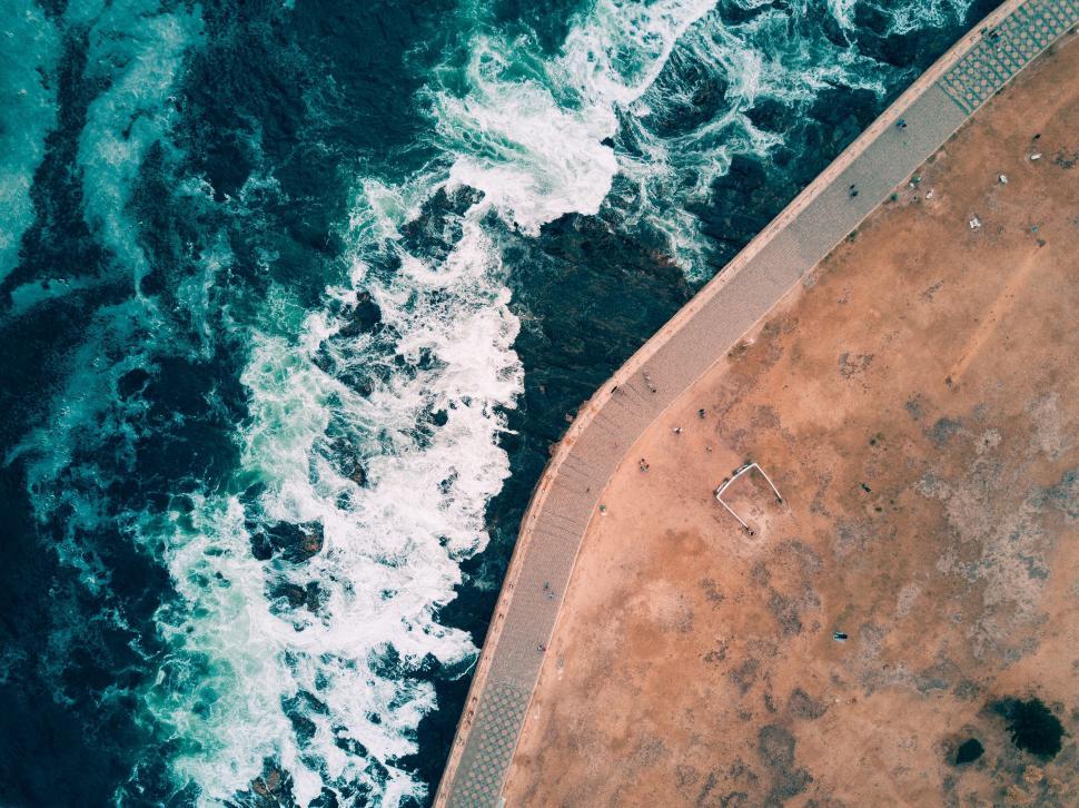 Free Image of Aerial View of Ocean and Beach 