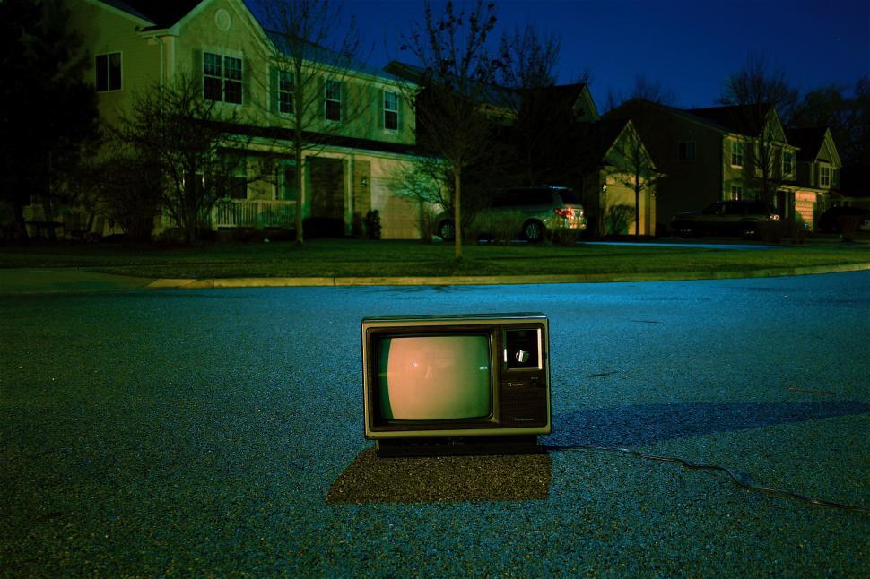 Free Image of Old TV Abandoned in Middle of Street 