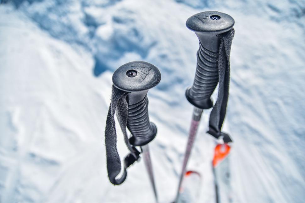 Free Image of Skis Sticking Out of the Snow 