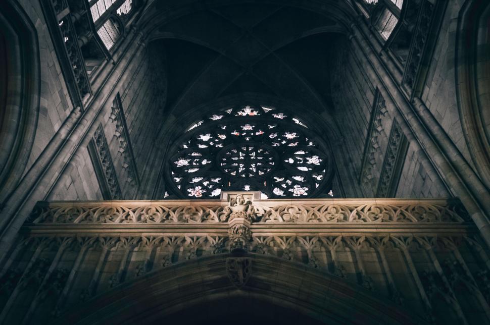 Free Image of Majestic Cathedral With Stained Glass Window 