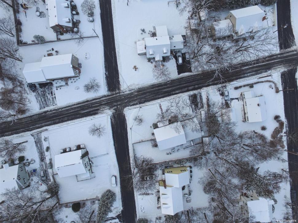 Free Image of Aerial View of Snow Covered Neighborhood 