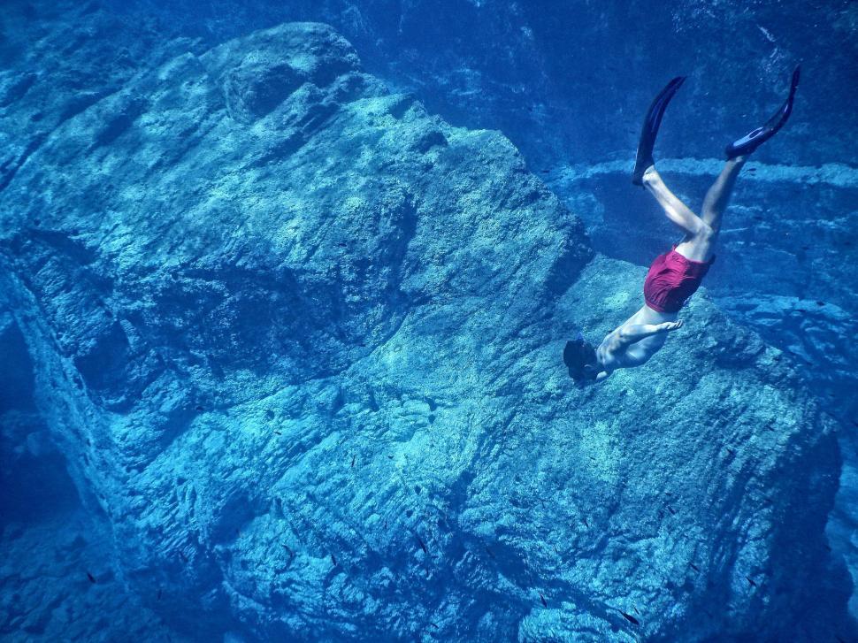 Free Image of Woman in Red Swimsuit Diving in Water 