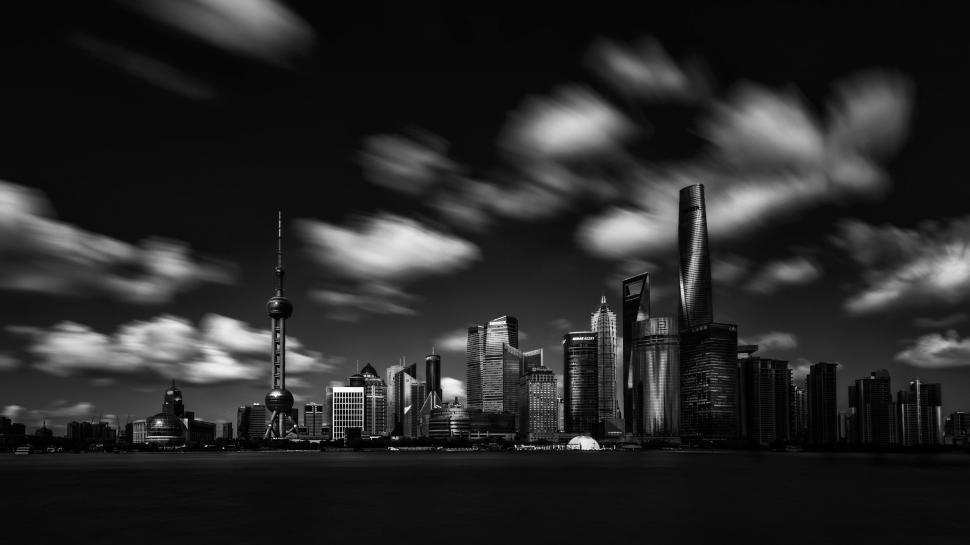 Free Image of City Skyline in Black and White 