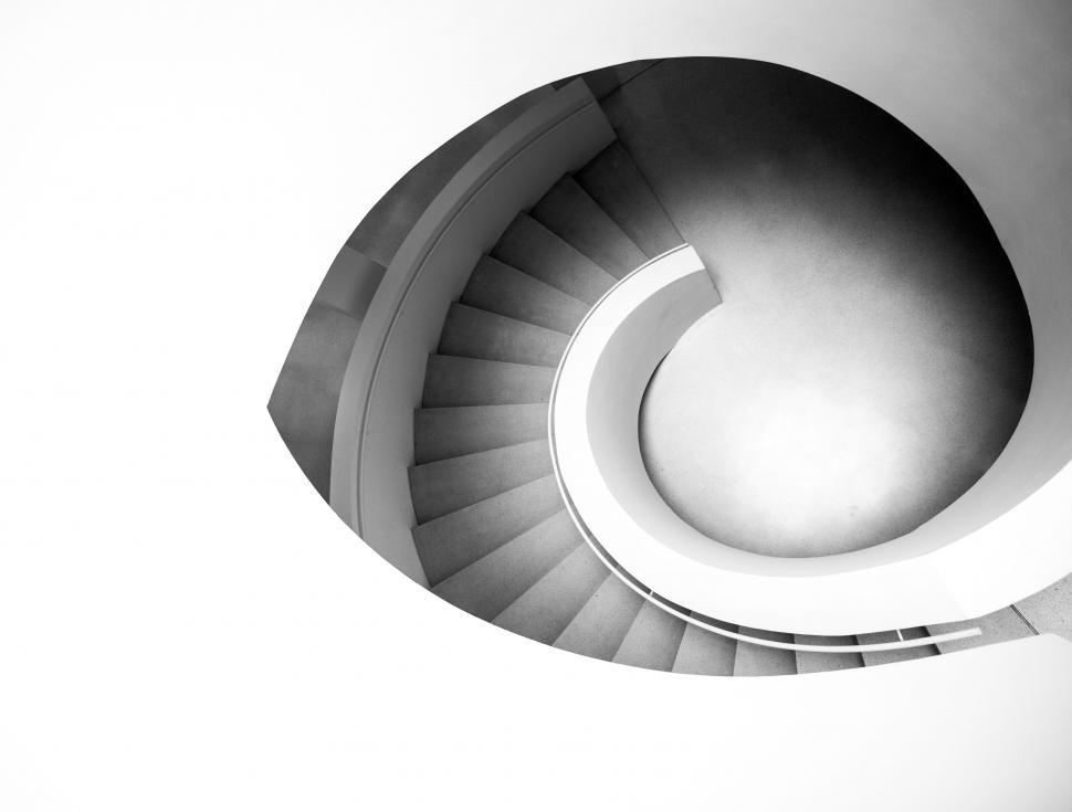 Free Image of Monochrome Spiral Staircase 