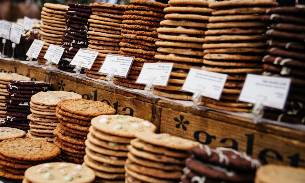 Free Image of Display Case Filled With Various Cookies 