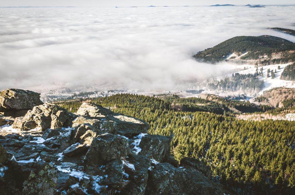 Free Image of Cloud-Enshrouded Mountain Summit View 