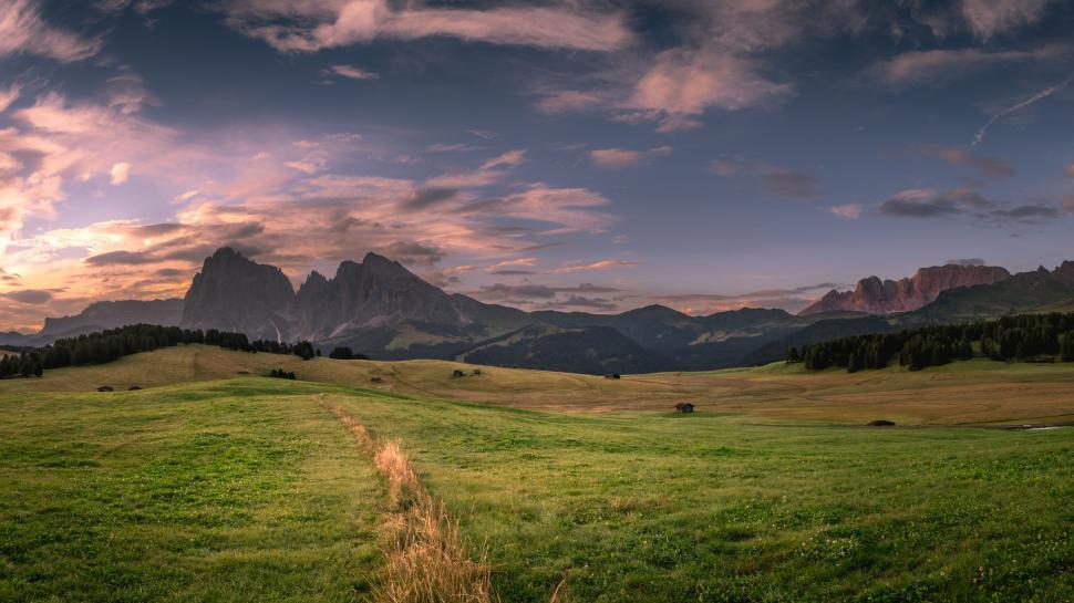Free Image of Grassy Field With Mountains in the Background 