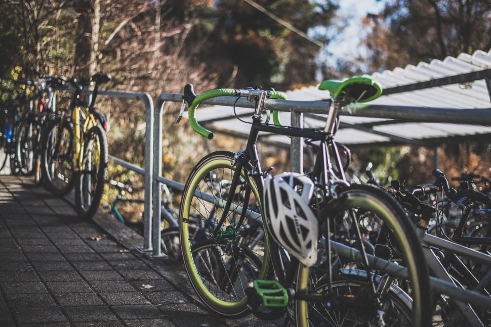 Free Image of Row of Bikes Parked Together 