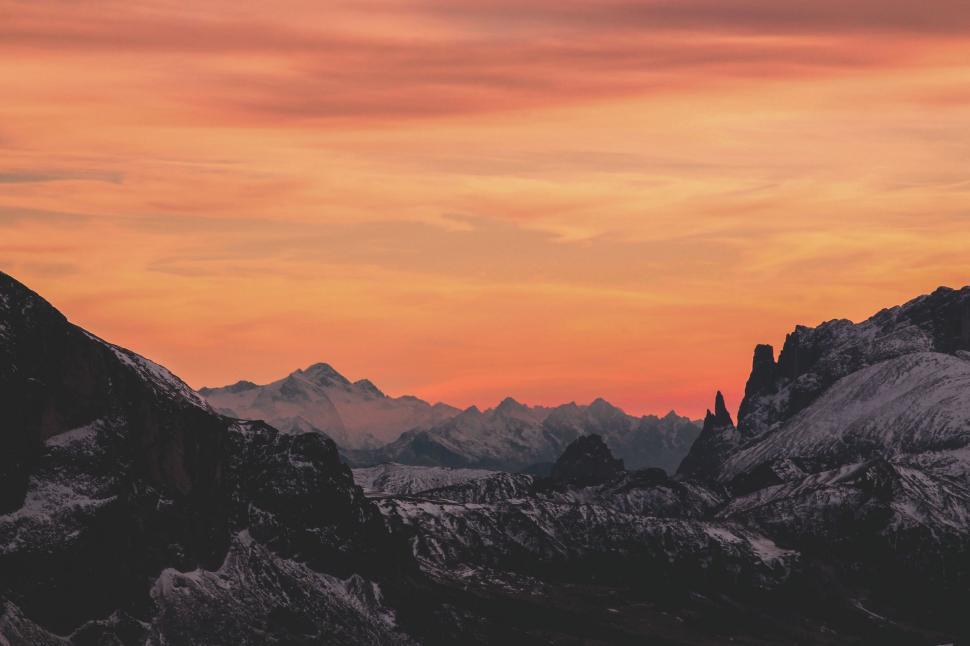 Free Image of Majestic Mountain Range at Sunset 