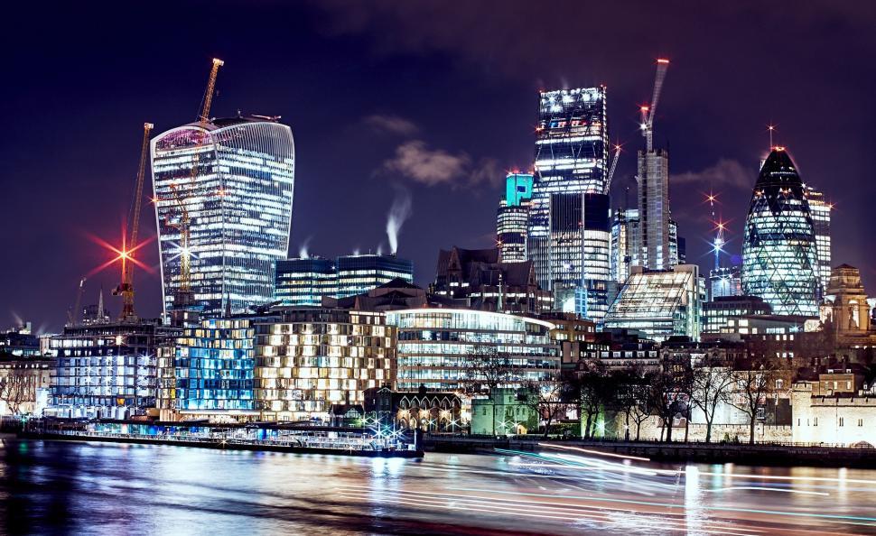 Free Image of The City of London Illuminated at Night 