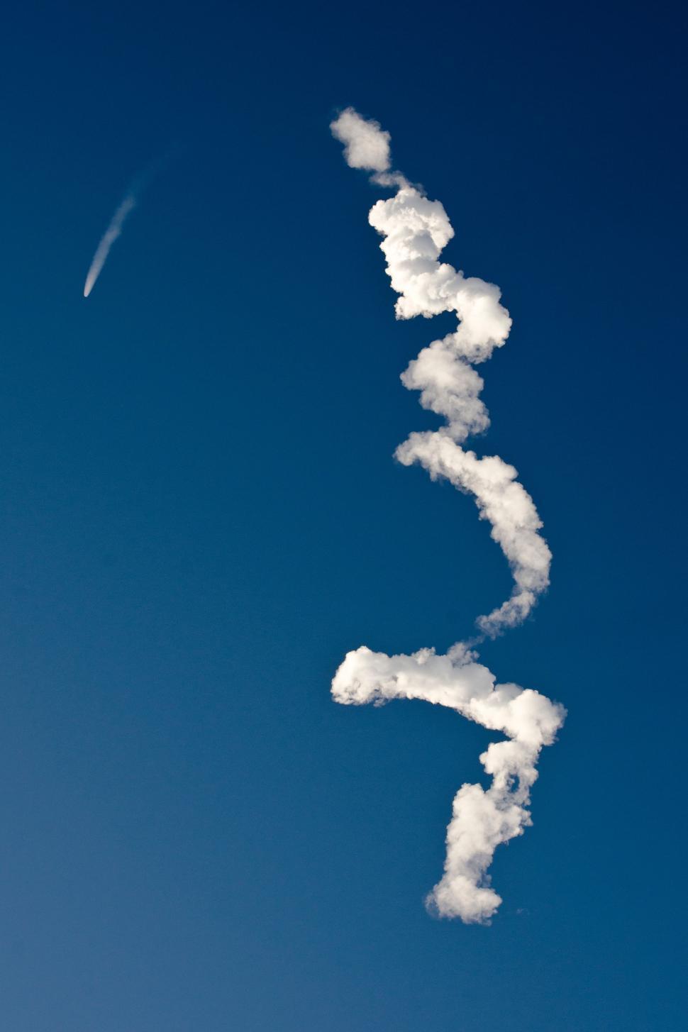 Free Image of Plane Flying in the Sky With a Trail of Smoke 