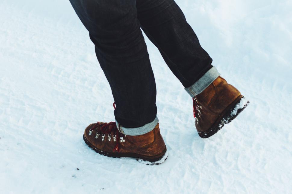 Free Image of Person in Snow With Brown Shoes 