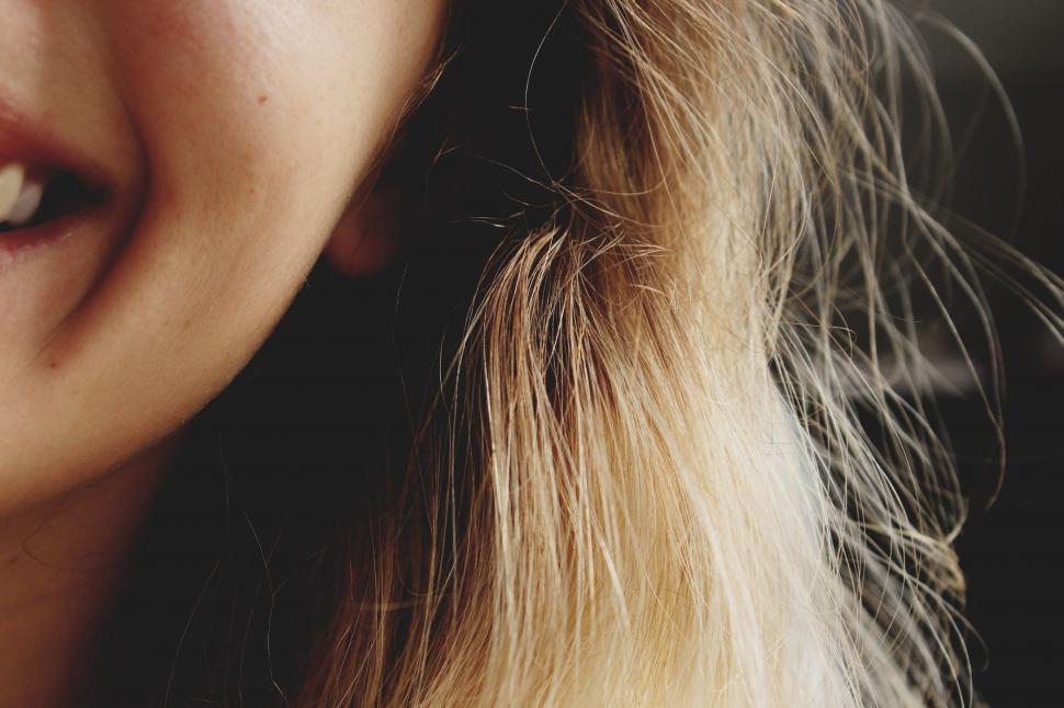 Free Image of Close Up of a Womans Face With Long Hair 