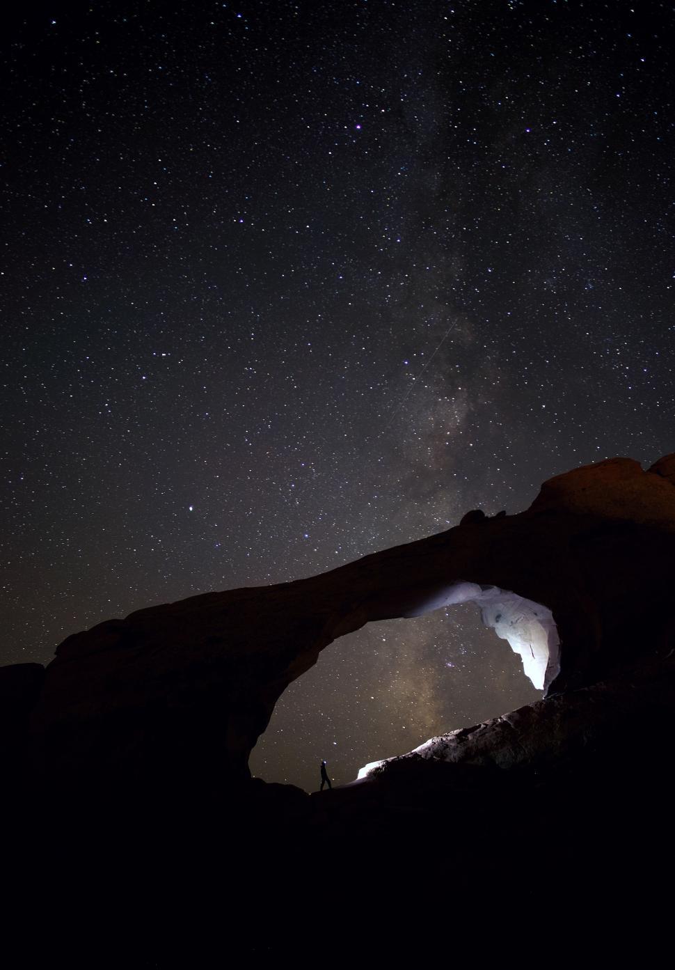 Free Image of Cave in a Mountain Under Starry Night Sky 