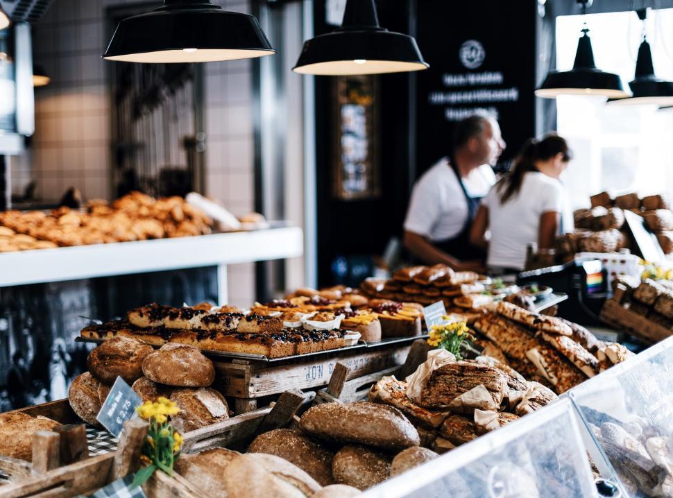 Free Image of Bustling Bakery Filled With Bread and Pastries 
