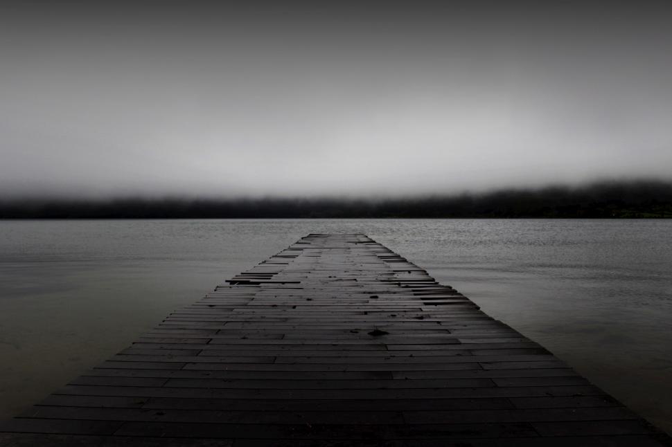 Free Image of Black and White Photo of a Dock 