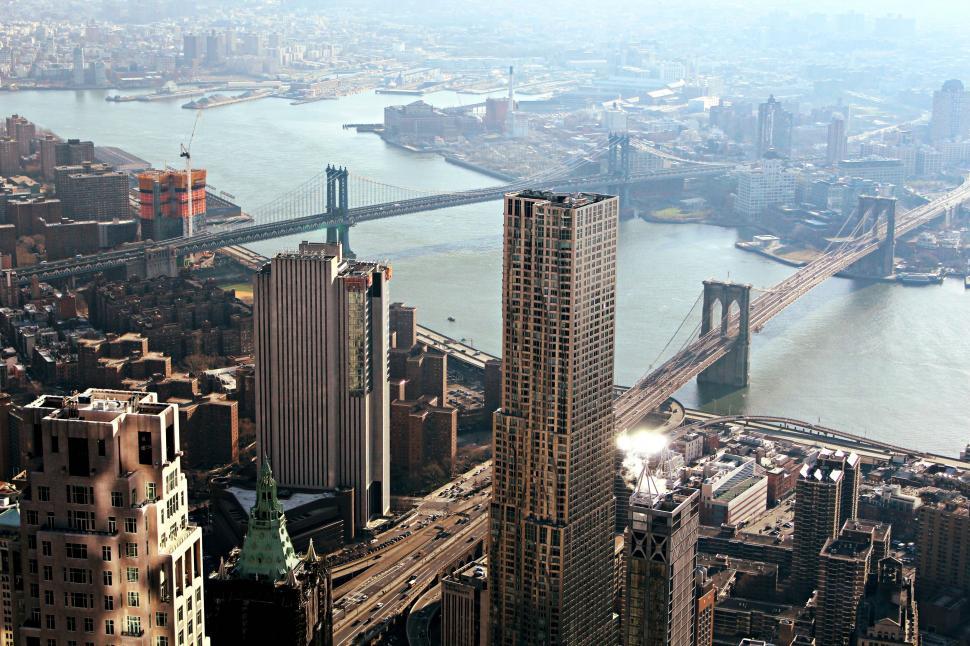 Free Image of Aerial View of City and Bridge 