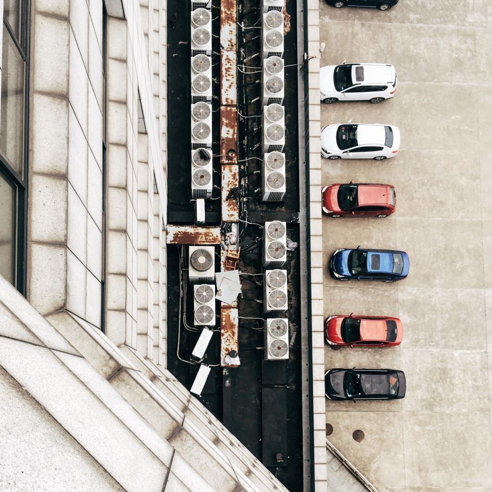 Free Image of Busy Parking Lot Filled With Parked Cars 