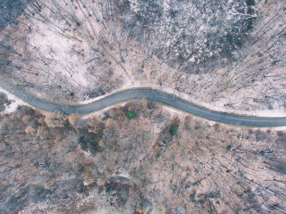 Free Image of Aerial View of River and Road 