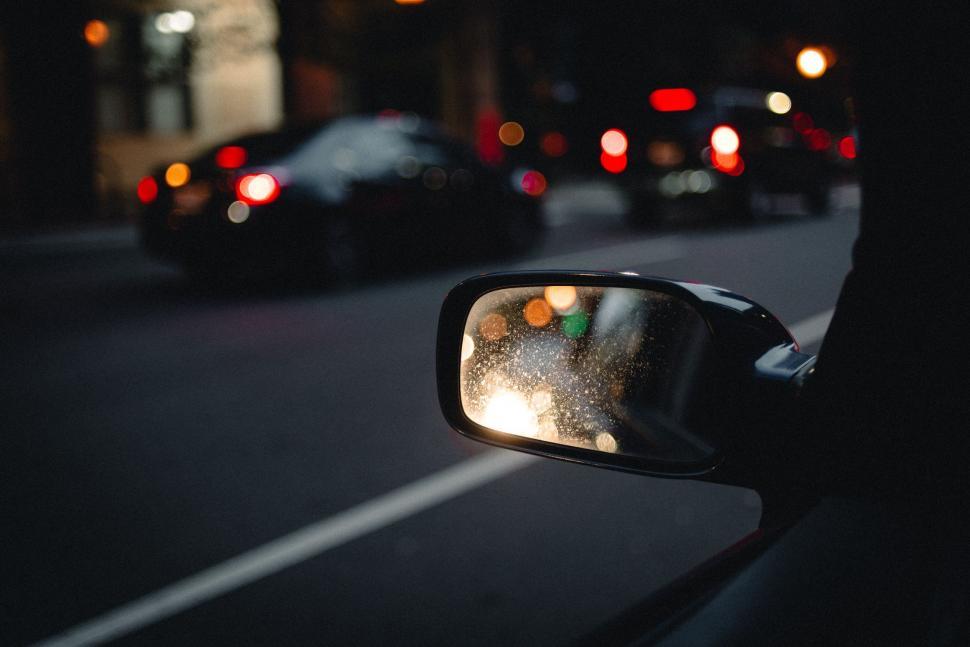 Free Image of Cars Side View Mirror in the Dark 