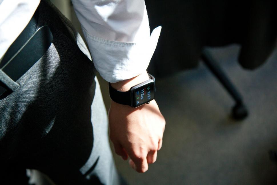 Free Image of Close Up of Person Wearing Smart Watch 