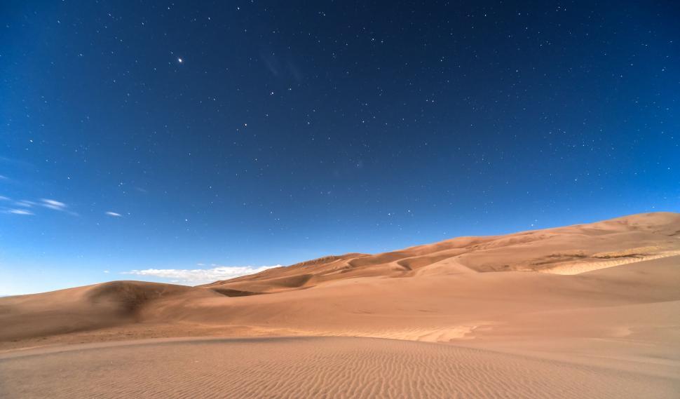Free Image of Starry Sky Over Desert Landscape 