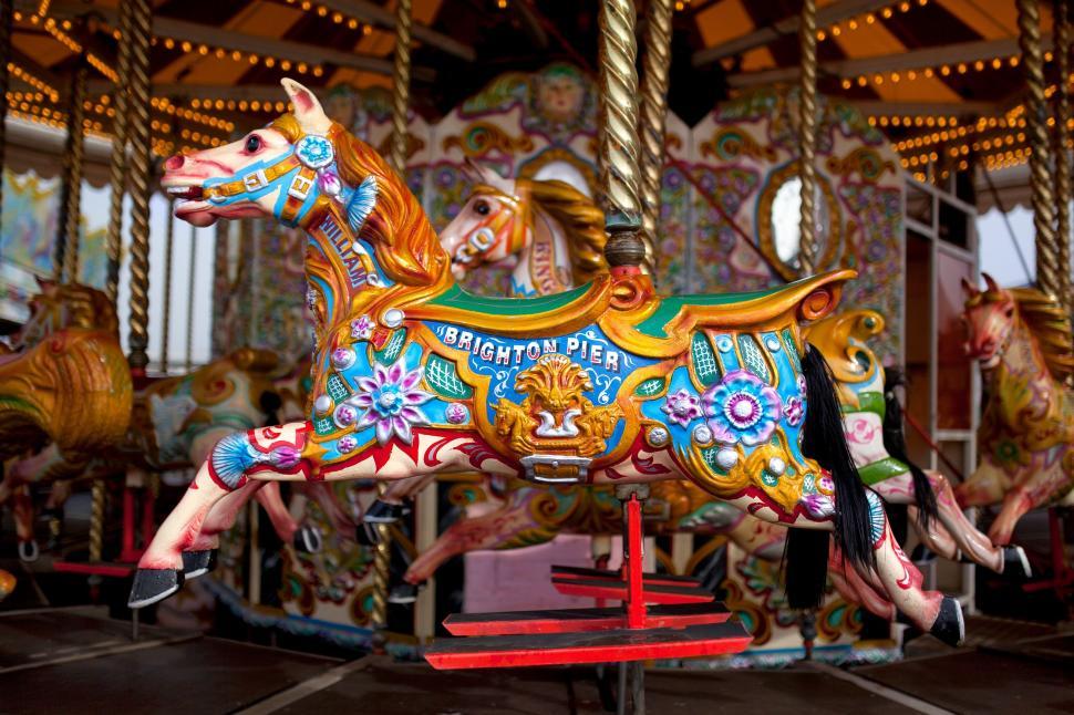 Free Image of Horse on a Merry Go Round 