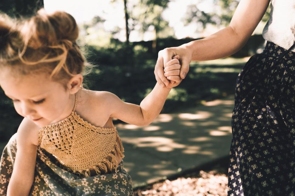 Free Image of Woman Holding the Hand of Little Girl 