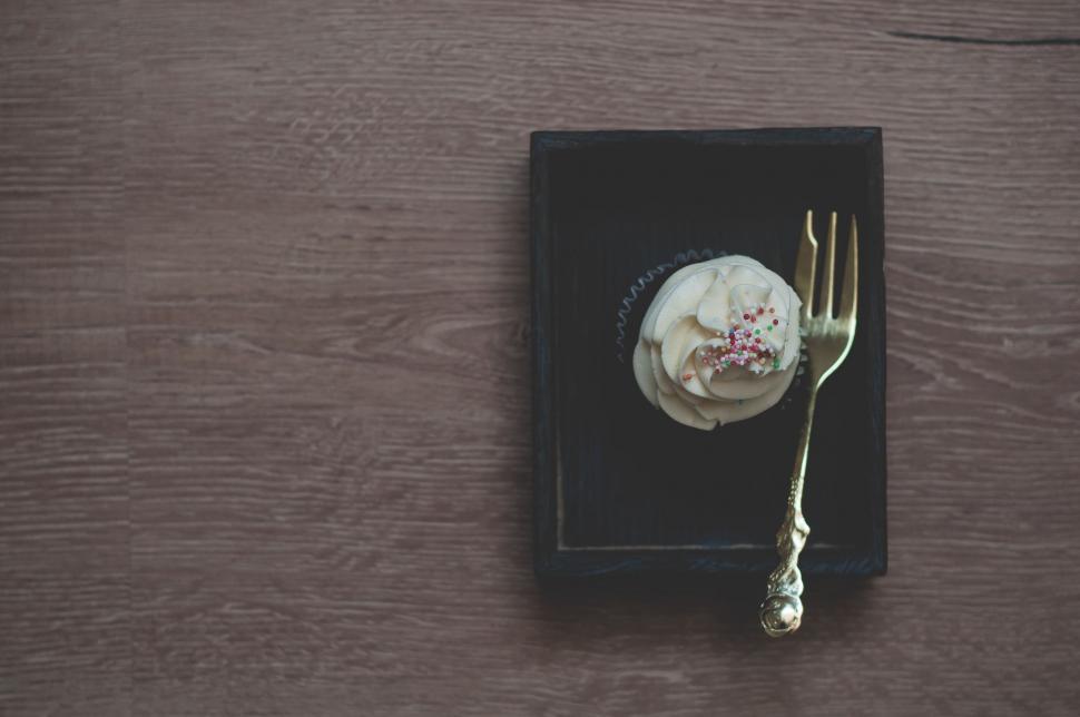 Free Image of Fork and Cake Slice in Box 