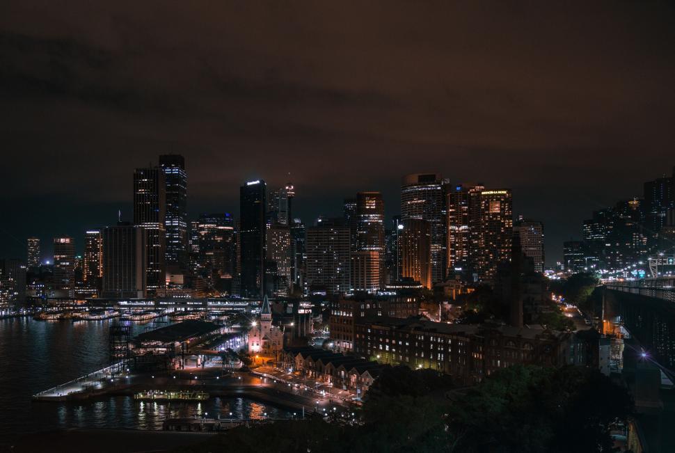 Free Image of Vibrant City Skyline Illuminated at Night 