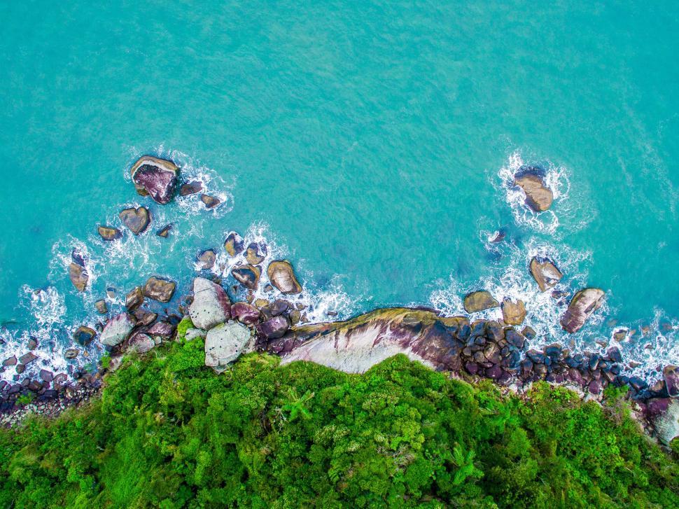 Free Image of A Birds Eye View of the Ocean and Rocks 