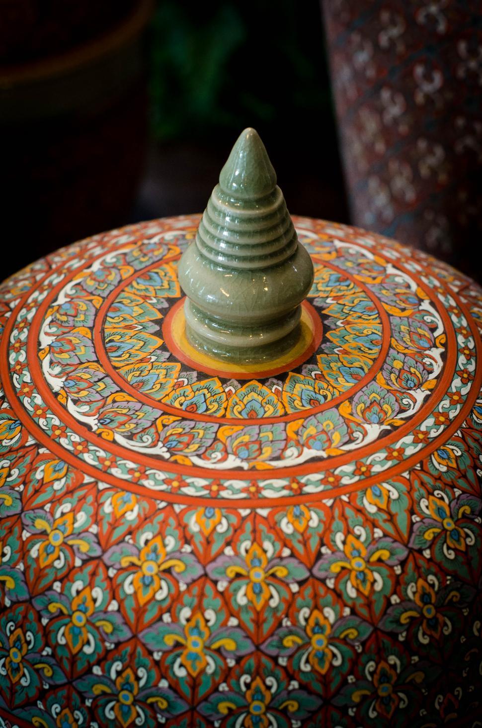 Free Image of Thai pattern style jar 