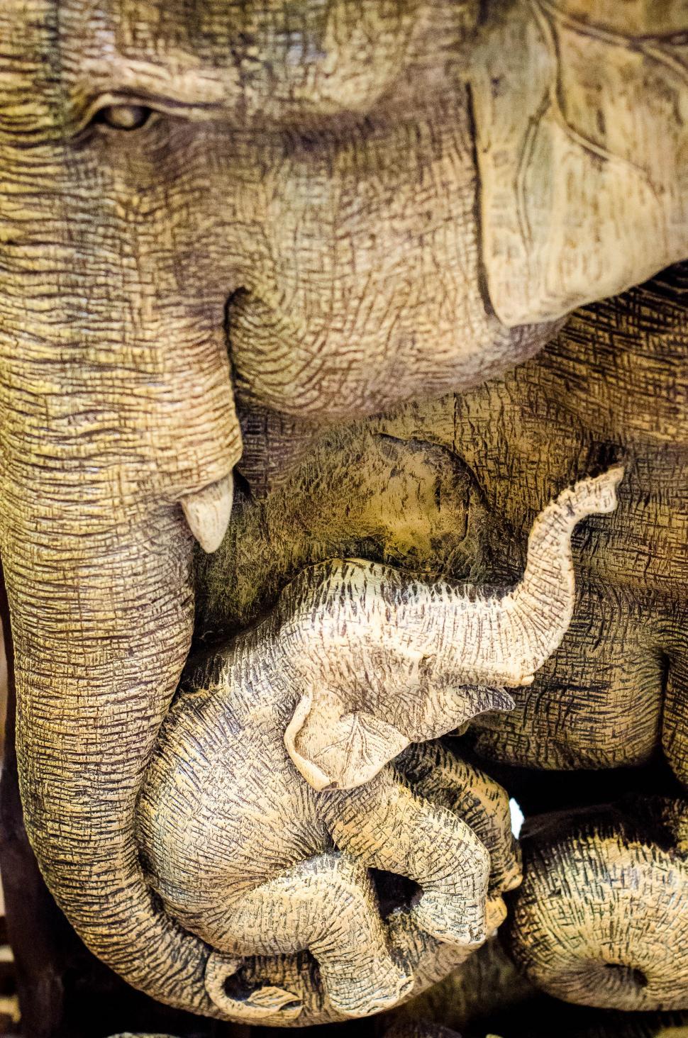 Free Image of Young Elephant Carving 