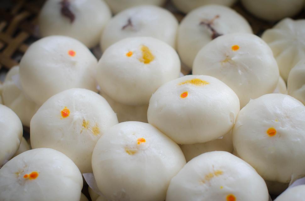 Free Image of Plate of steamed stuff buns  