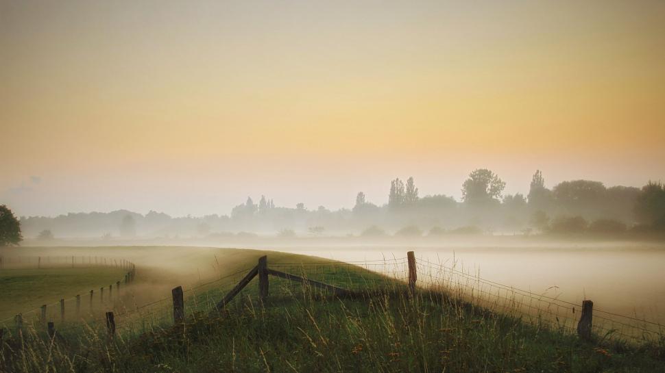 Free Image of Foggy Field With Fence 