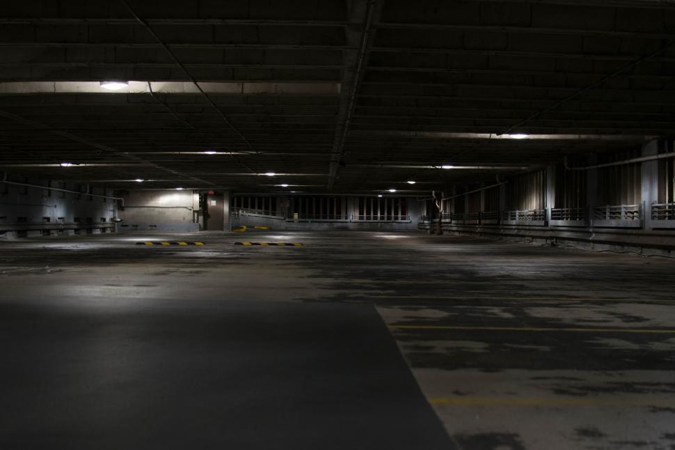 Free Image of Empty Parking Garage in Black and White 