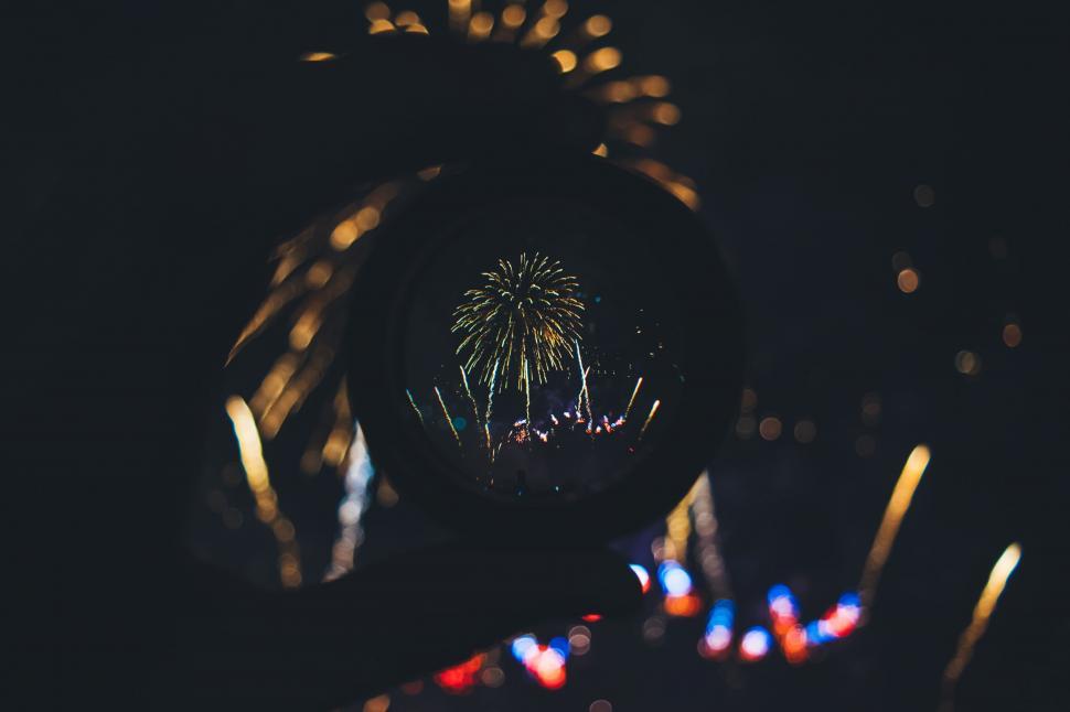 Free Image of Blurry Photo of Fireworks in the Night Sky 