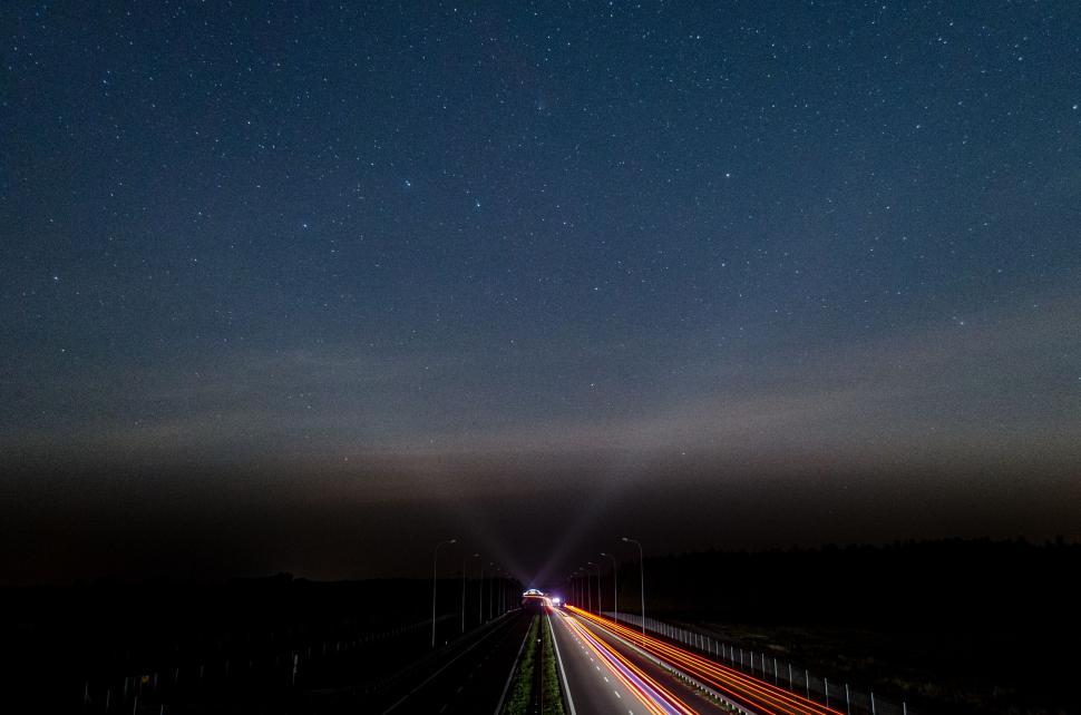 Free Image of Busy Highway Night Time Long Exposure Shot 
