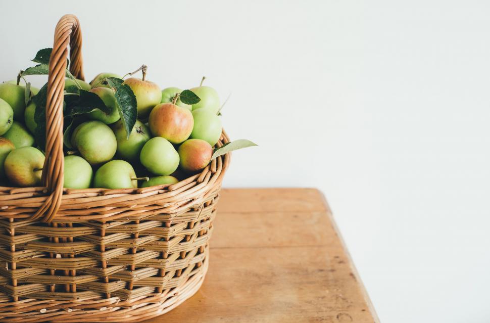 Free Image of Basket Filled With Green Apples 