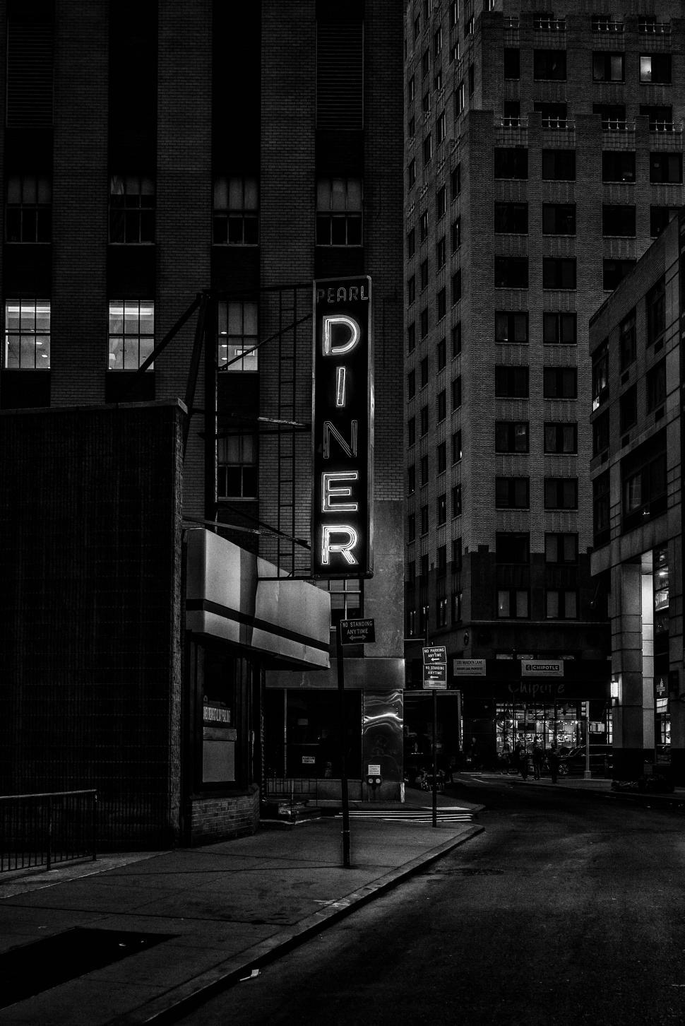 Free Image of Vintage Diner Sign in Black and White 